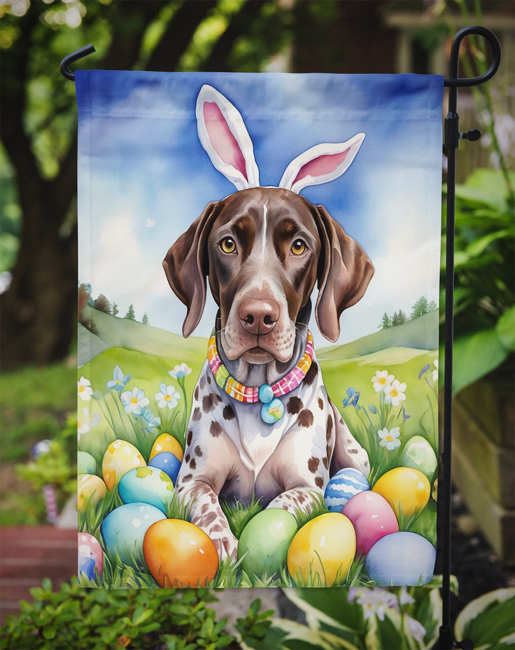 German Shorthaired Pointer Easter Egg Hunt Garden Flag