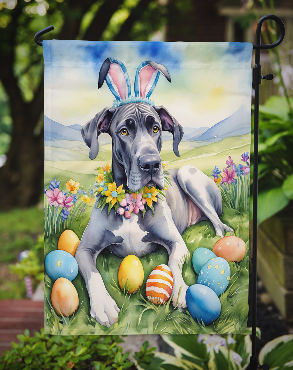 Great Dane Easter Egg Hunt Garden Flag