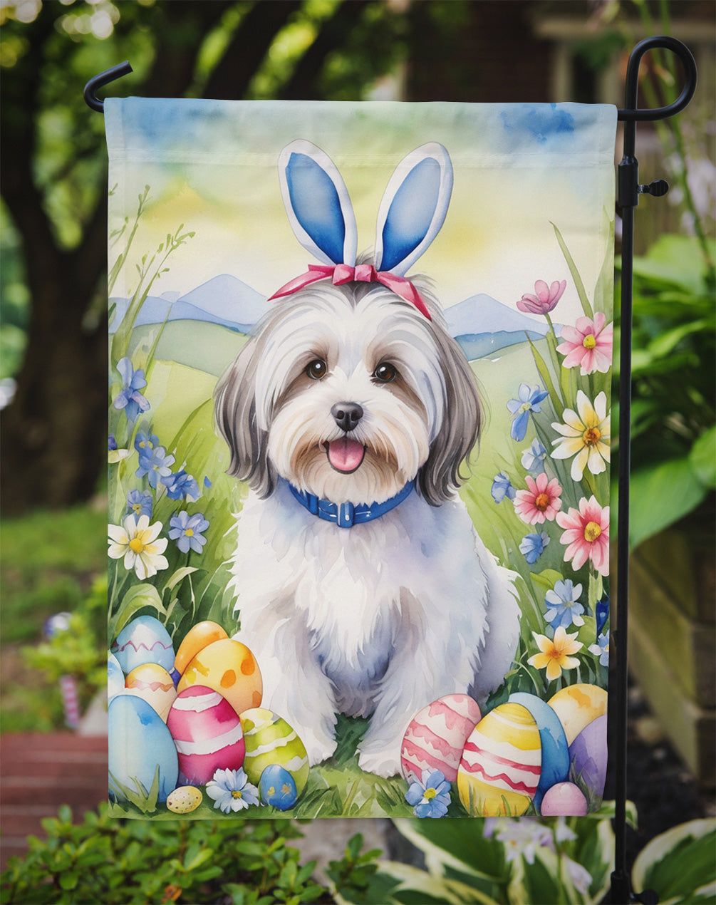 Havanese Easter Egg Hunt Garden Flag