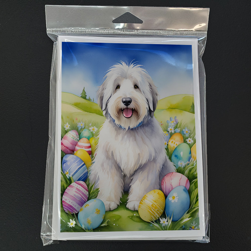 Old English Sheepdog Easter Egg Hunt Greeting Cards Pack of 8