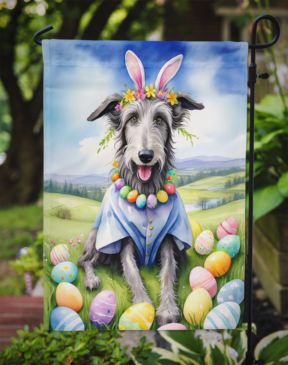 Scottish Deerhound Easter Egg Hunt Garden Flag