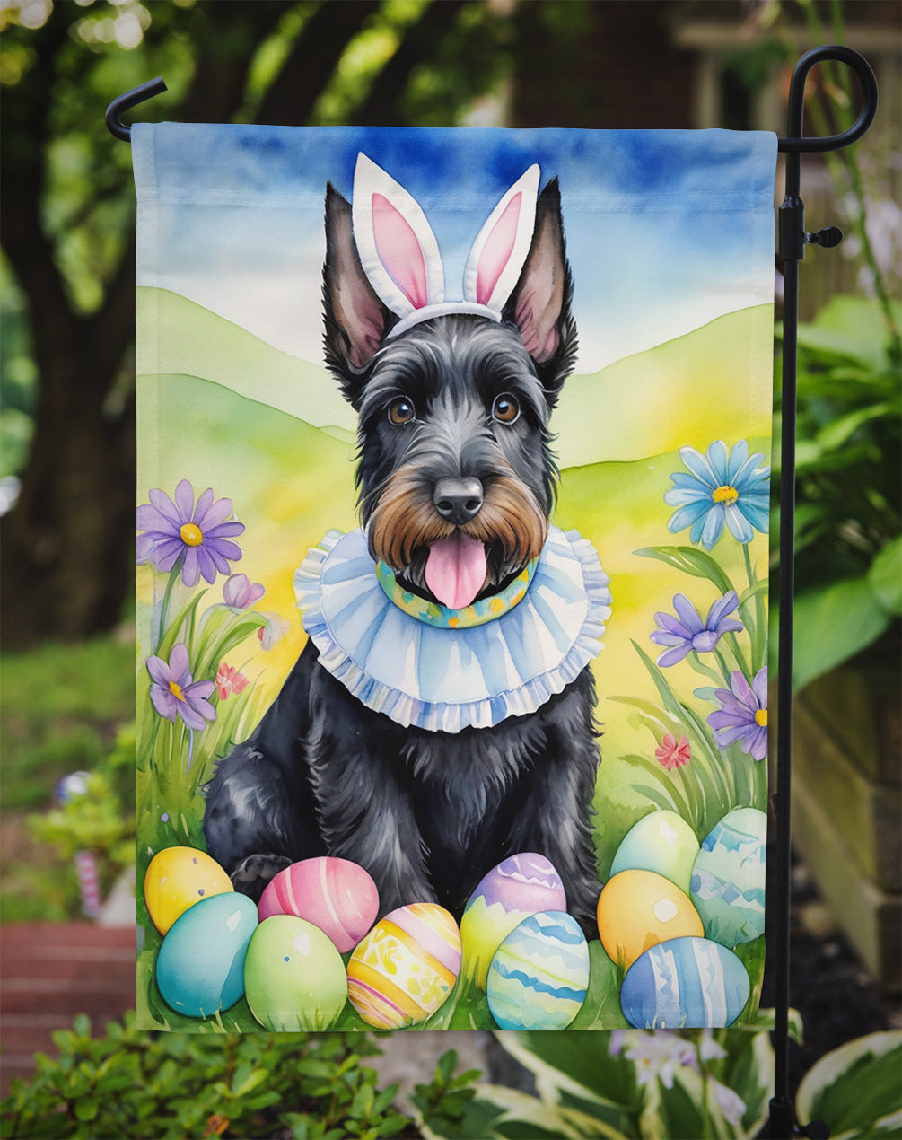 Scottish Terrier Easter Egg Hunt Garden Flag