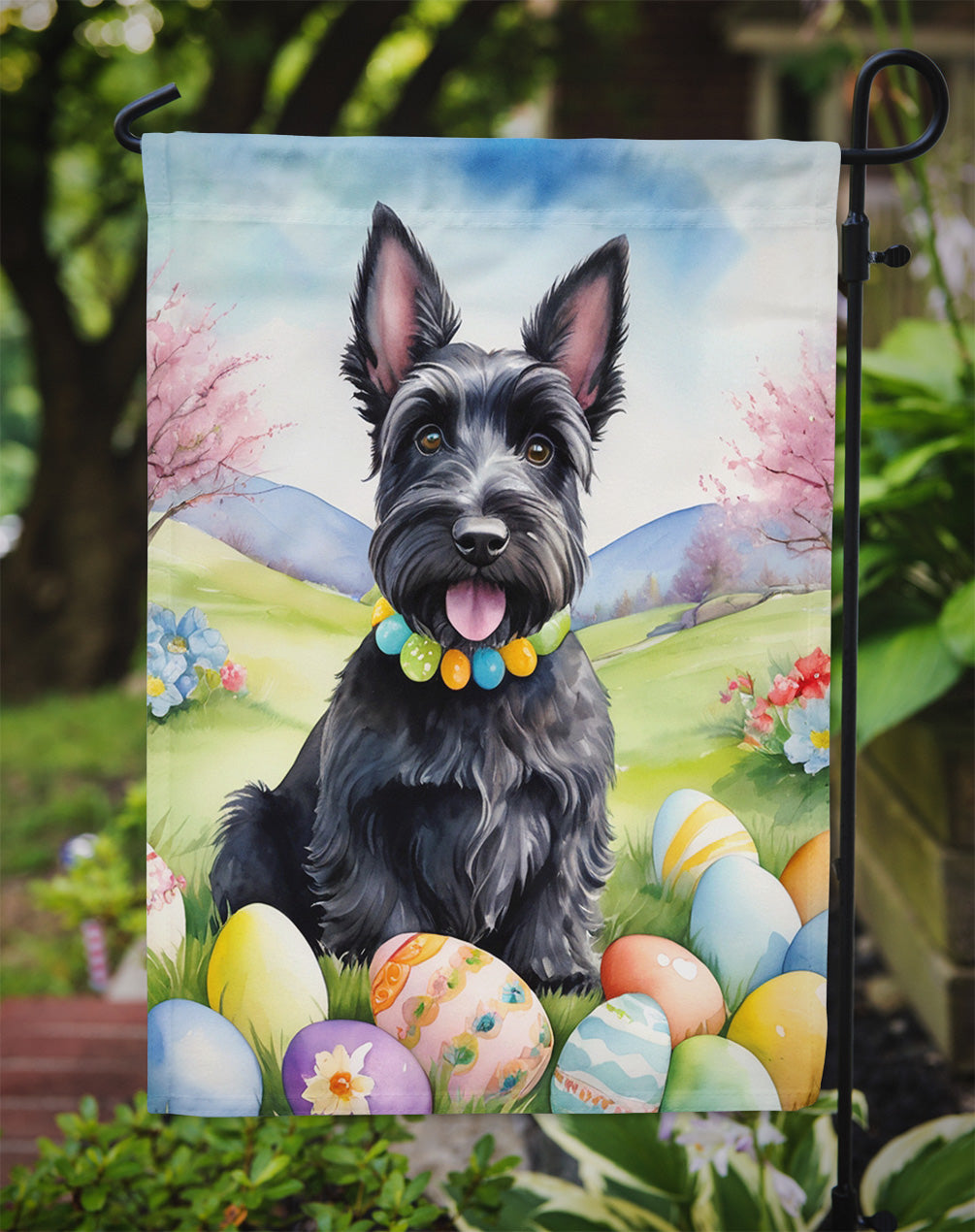 Scottish Terrier Easter Egg Hunt Garden Flag
