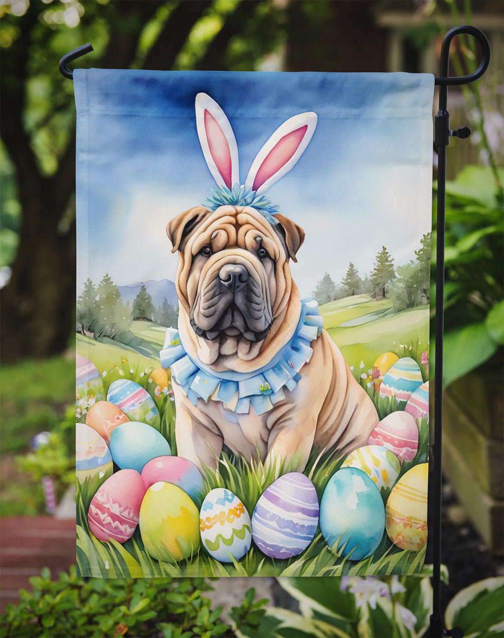 Shar Pei Easter Egg Hunt Garden Flag