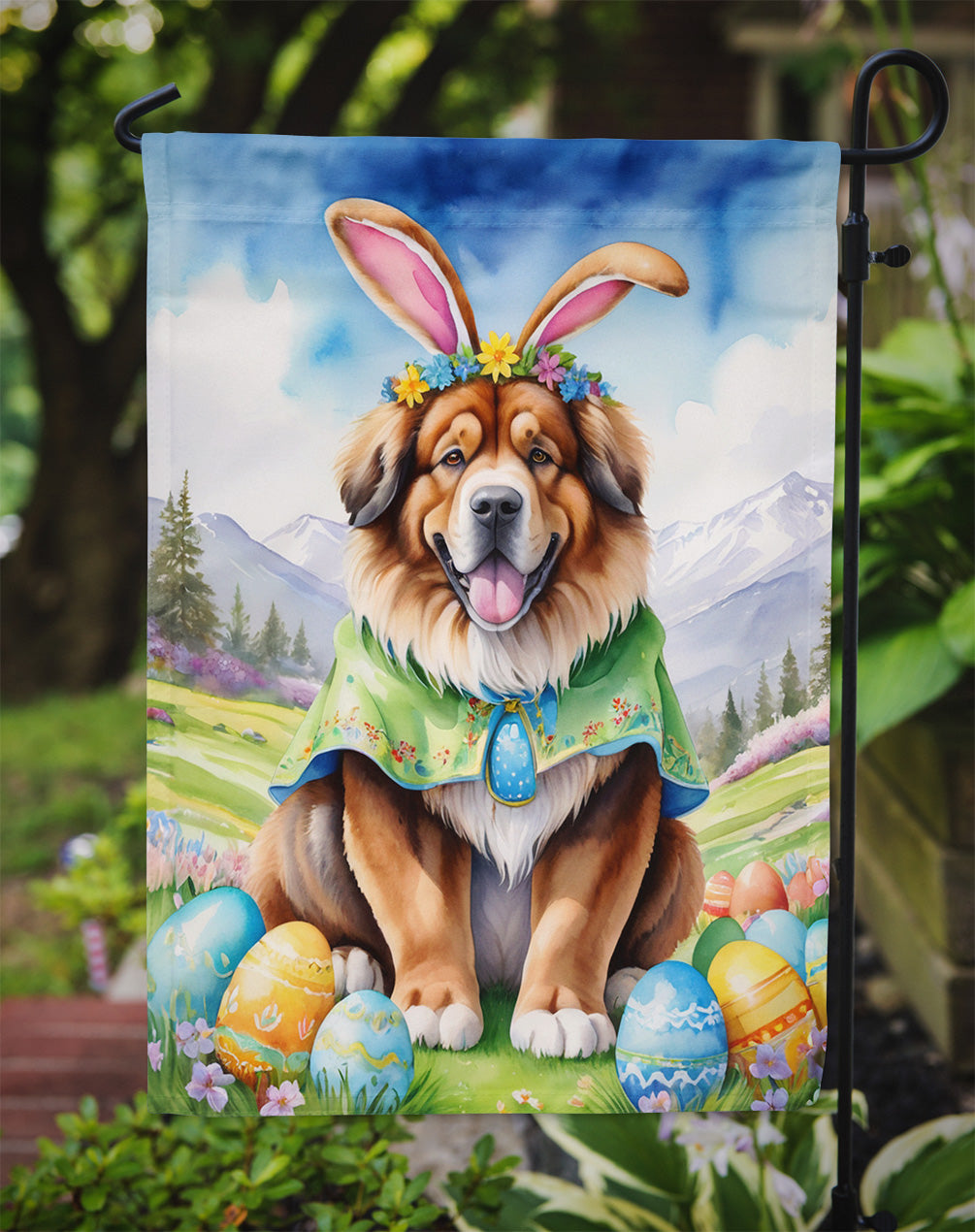 Tibetan Mastiff Easter Egg Hunt Garden Flag