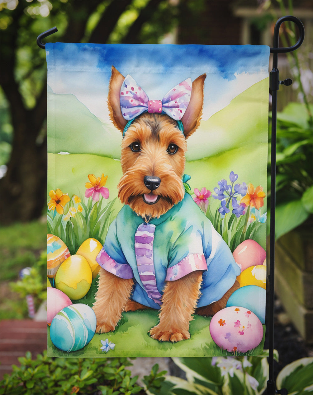 Welsh Terrier Easter Egg Hunt Garden Flag