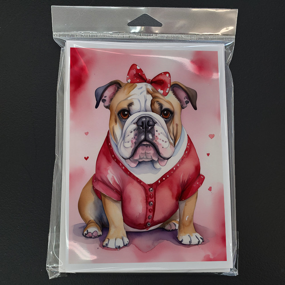 English Bulldog My Valentine Greeting Cards Pack of 8