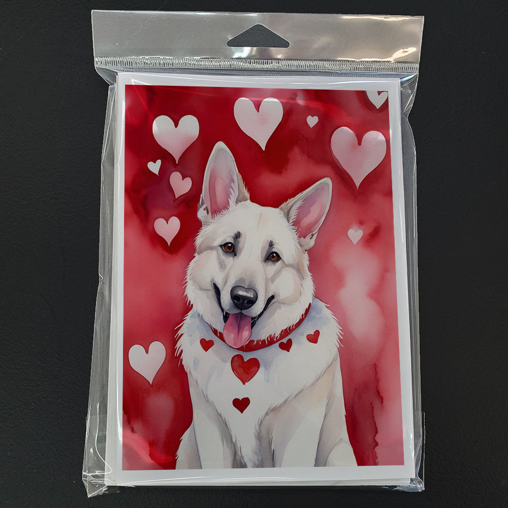 White German Shepherd My Valentine Greeting Cards Pack of 8