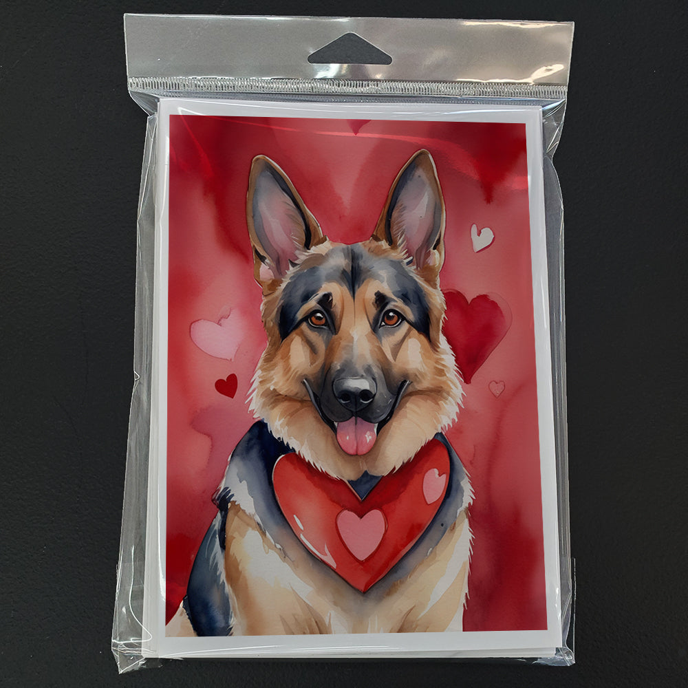 German Shepherd My Valentine Greeting Cards Pack of 8