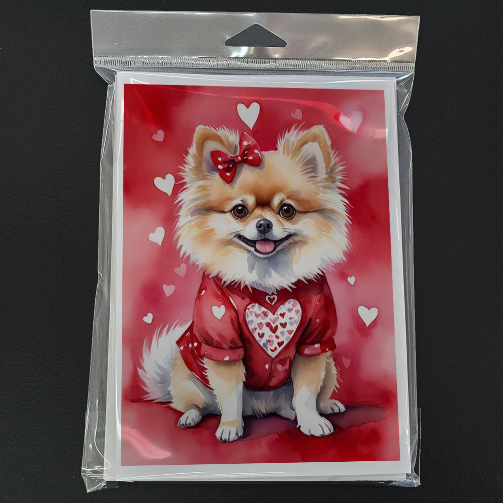 Pomeranian My Valentine Greeting Cards Pack of 8