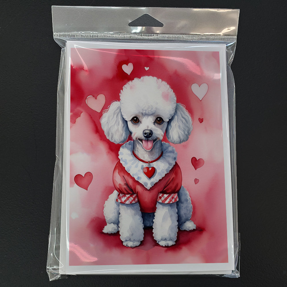 White Poodle My Valentine Greeting Cards Pack of 8