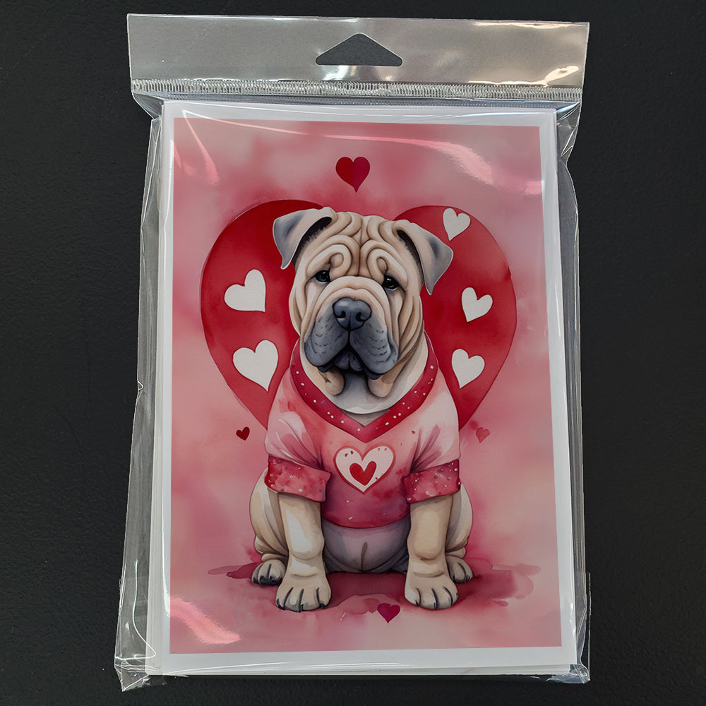 Shar Pei My Valentine Greeting Cards Pack of 8