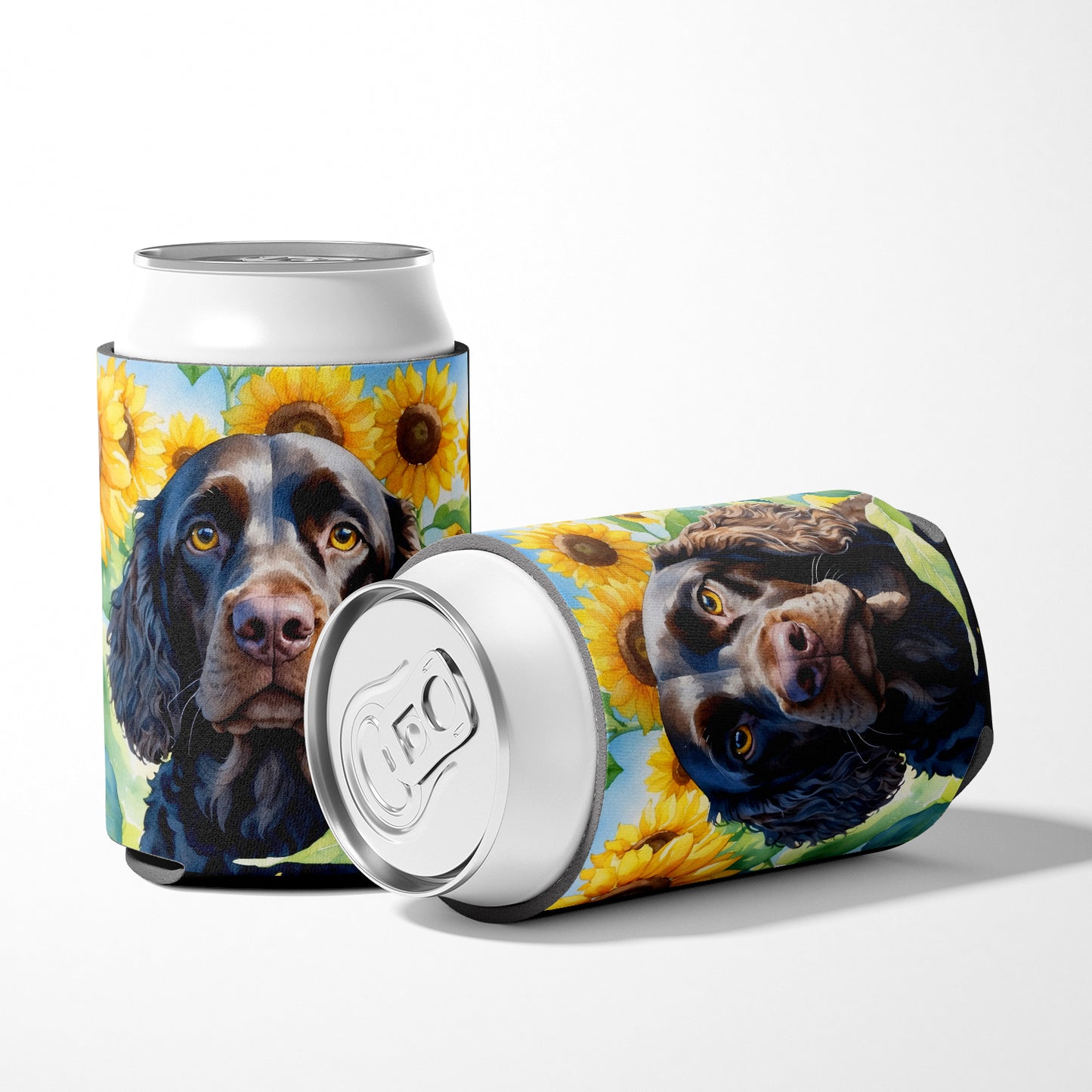 American Water Spaniel in Sunflowers Can or Bottle Hugger