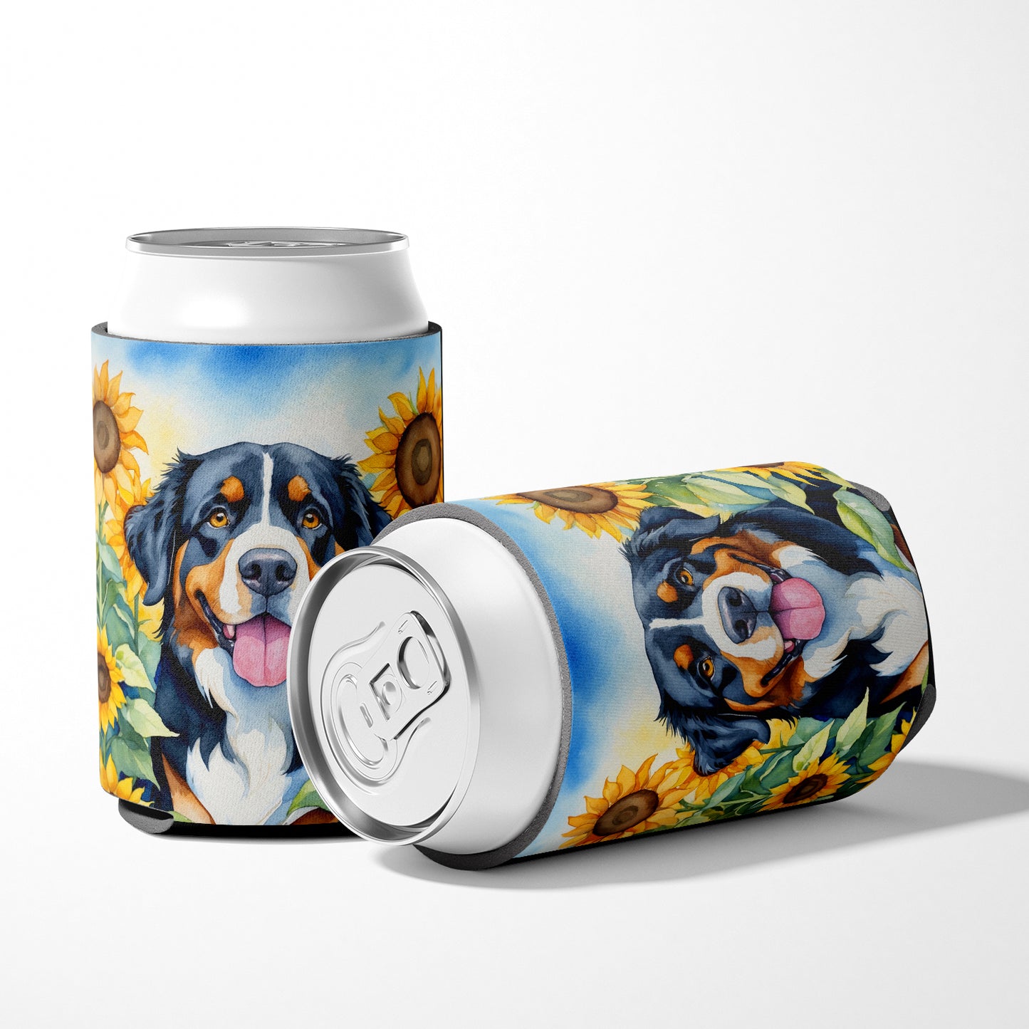 Bernese Mountain Dog in Sunflowers Can or Bottle Hugger