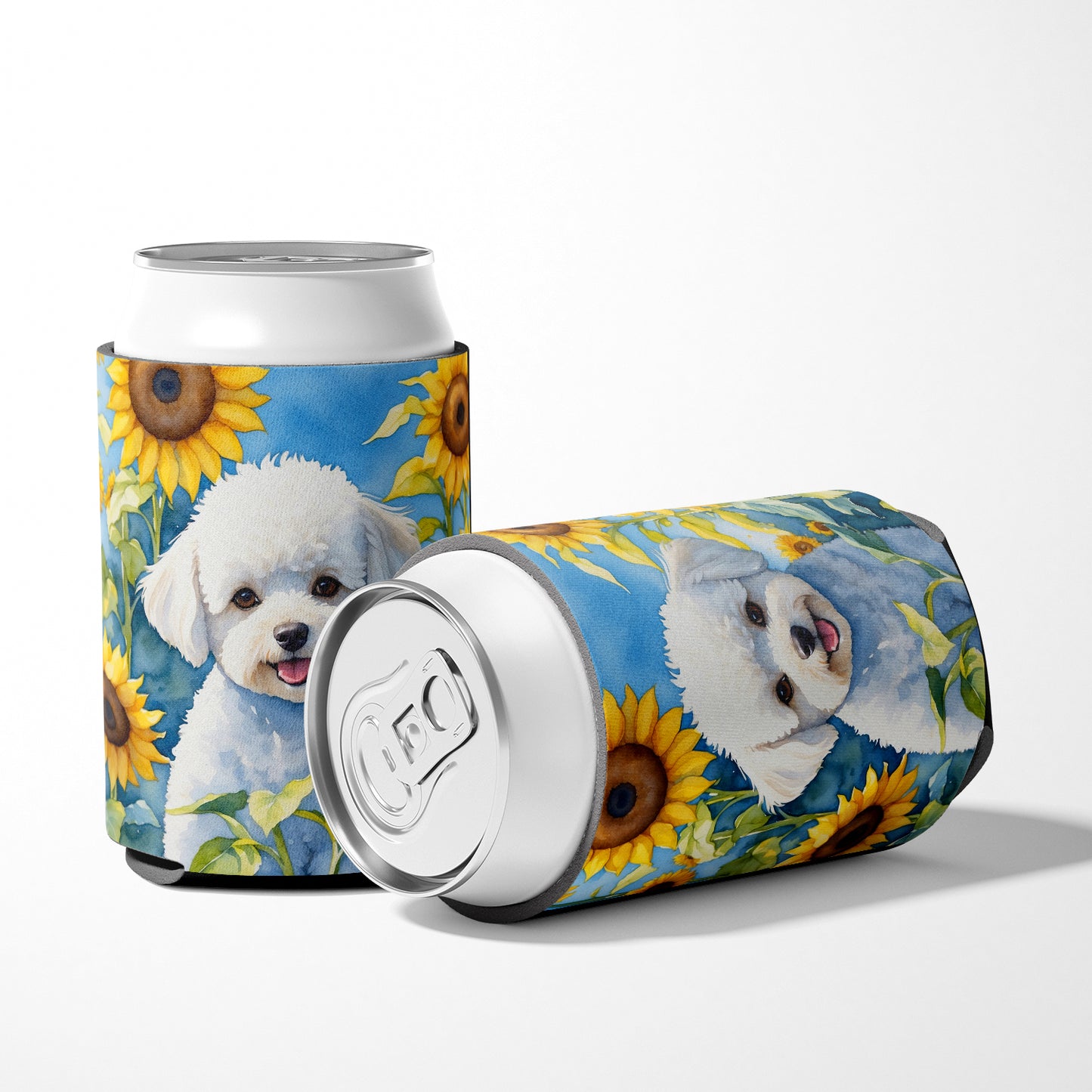 Bichon Frise in Sunflowers Can or Bottle Hugger