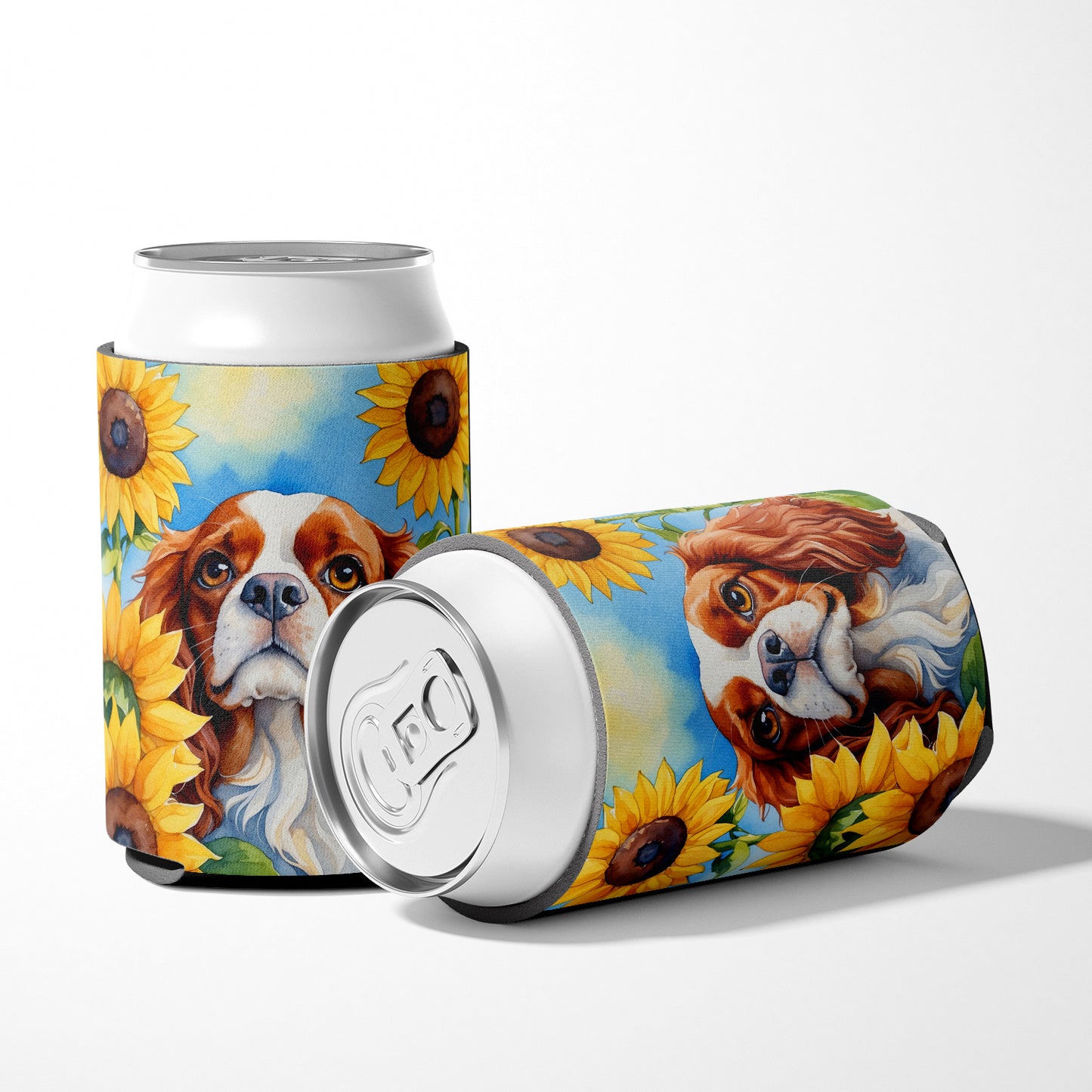 Cavalier Spaniel in Sunflowers Can or Bottle Hugger