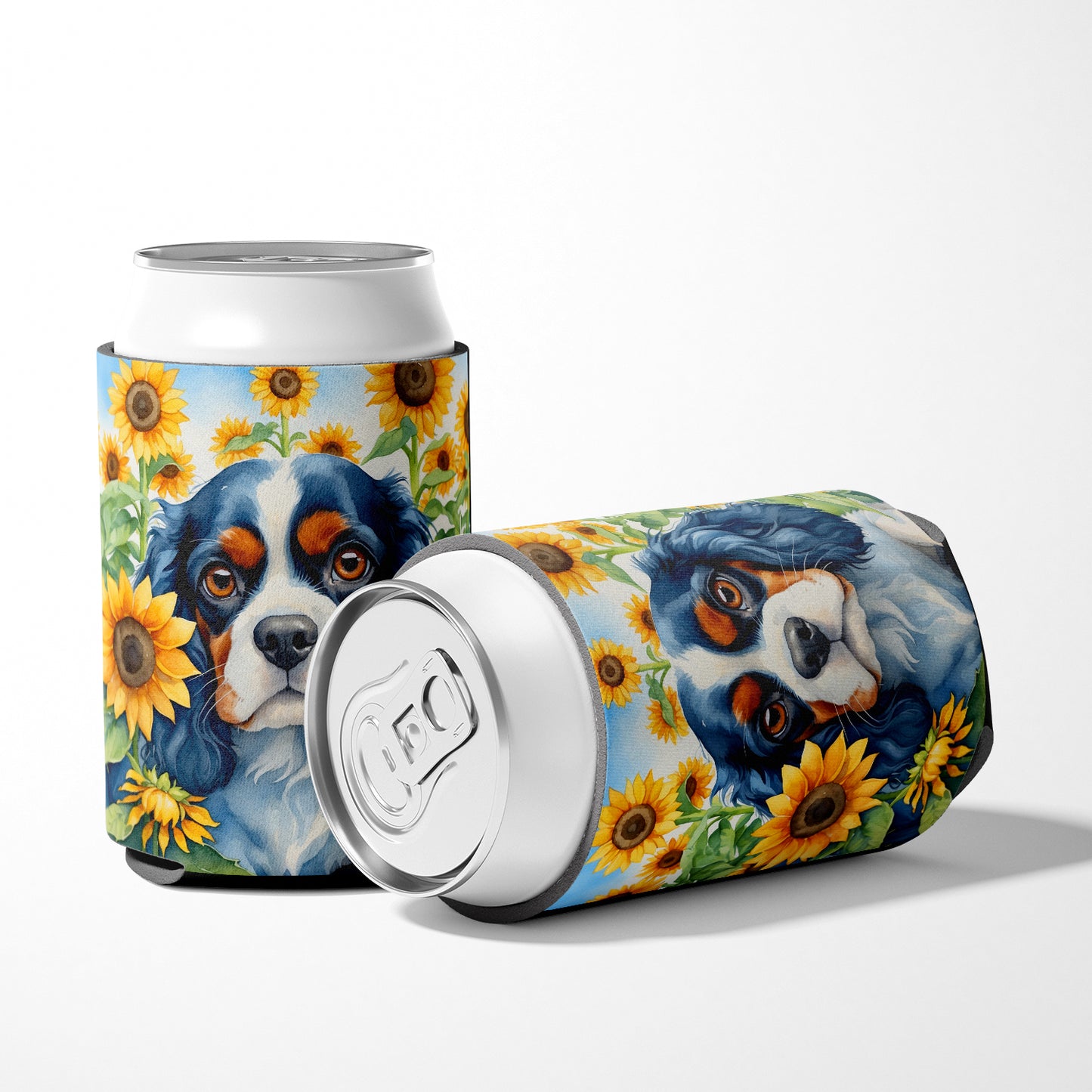 Cavalier Spaniel in Sunflowers Can or Bottle Hugger