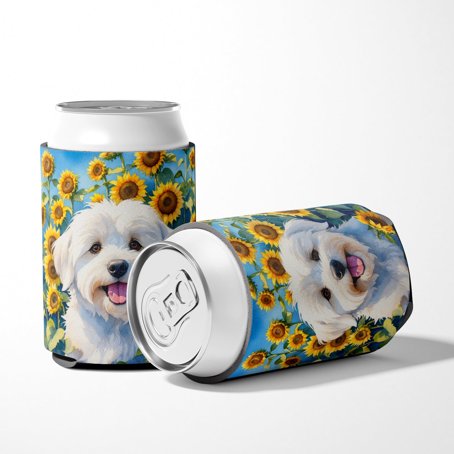 Coton de Tulear in Sunflowers Can or Bottle Hugger