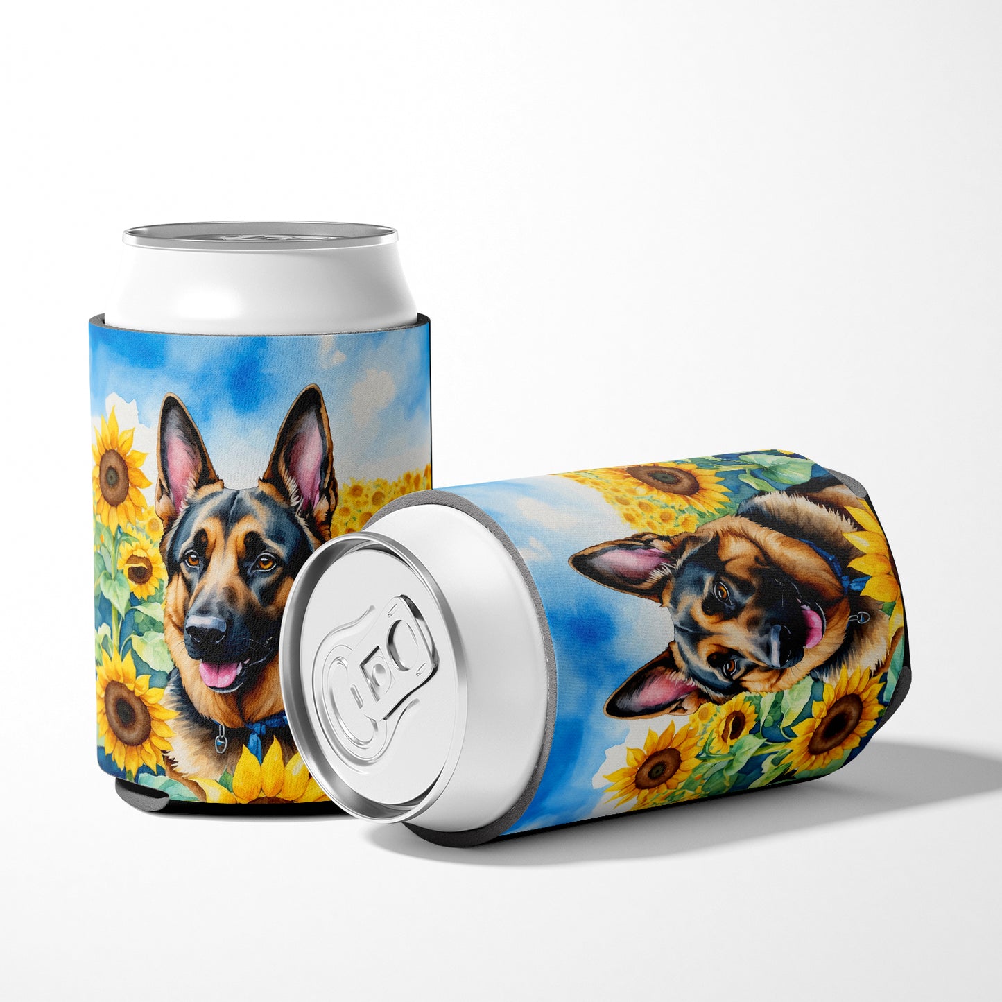 German Shepherd in Sunflowers Can or Bottle Hugger