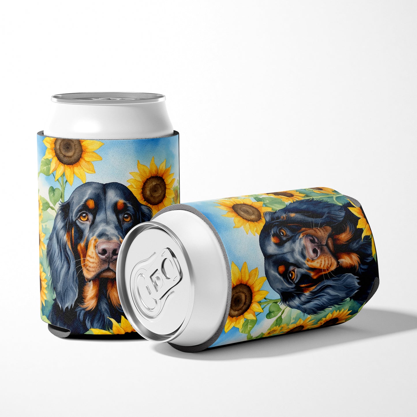 Gordon Setter in Sunflowers Can or Bottle Hugger