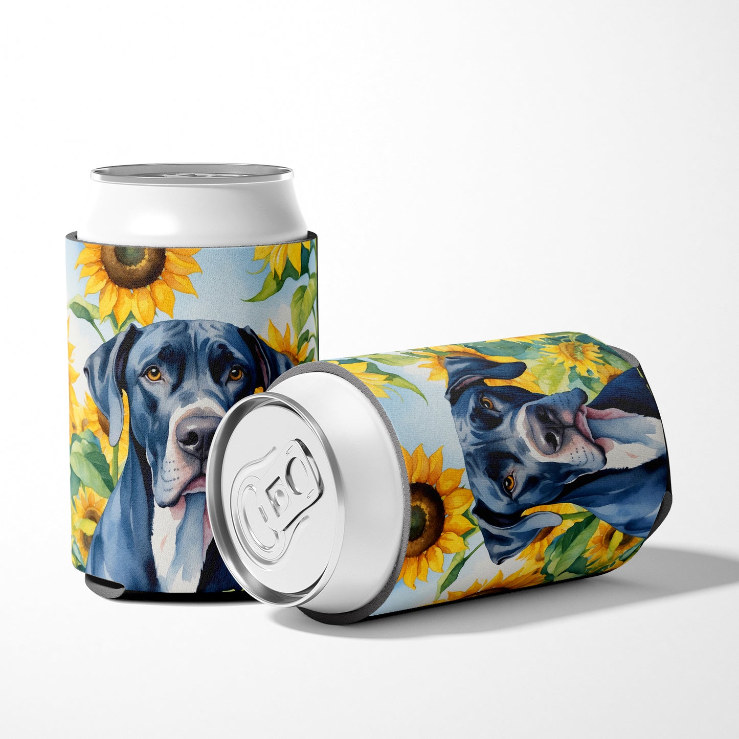 Great Dane in Sunflowers Can or Bottle Hugger