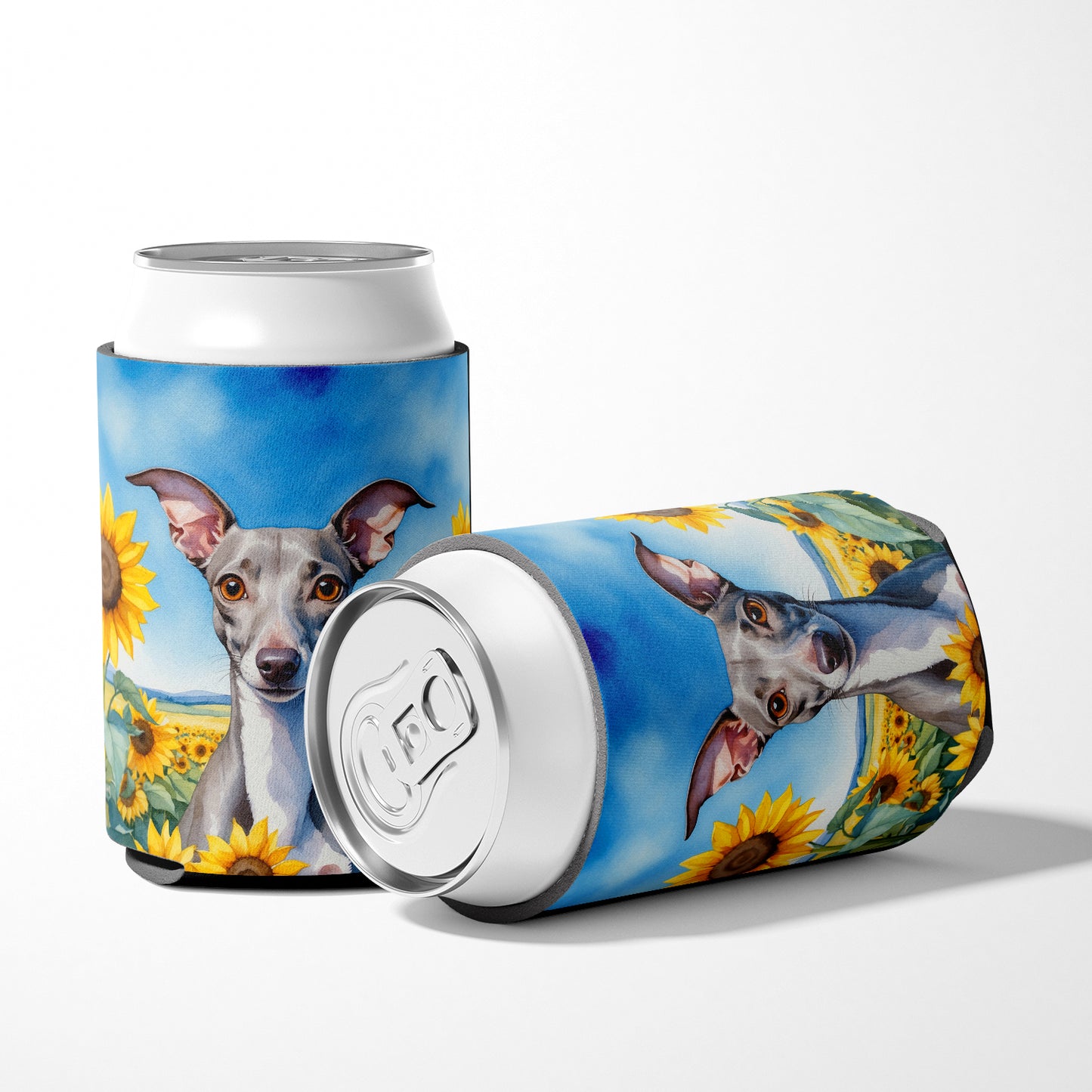 Italian Greyhound in Sunflowers Can or Bottle Hugger