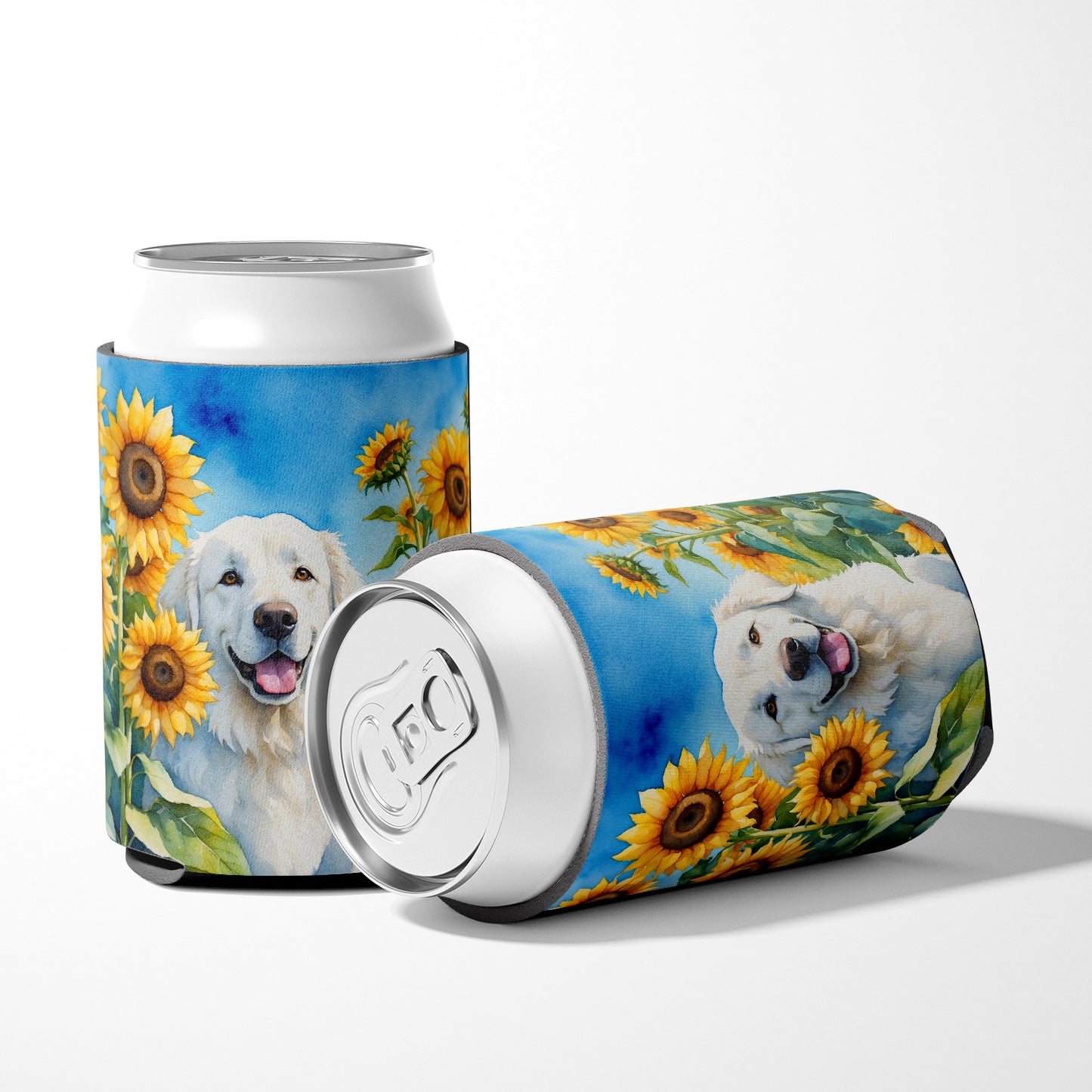 Kuvasz in Sunflowers Can or Bottle Hugger