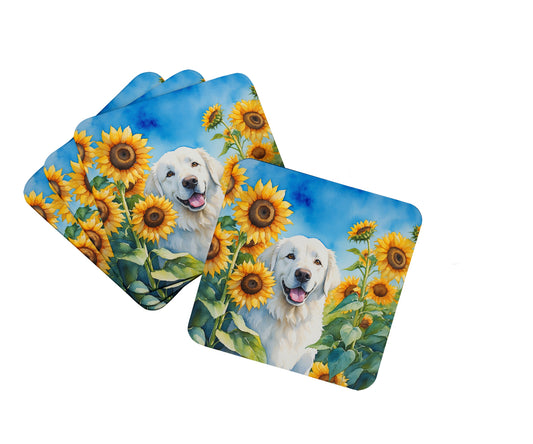 Buy this Kuvasz in Sunflowers Foam Coasters