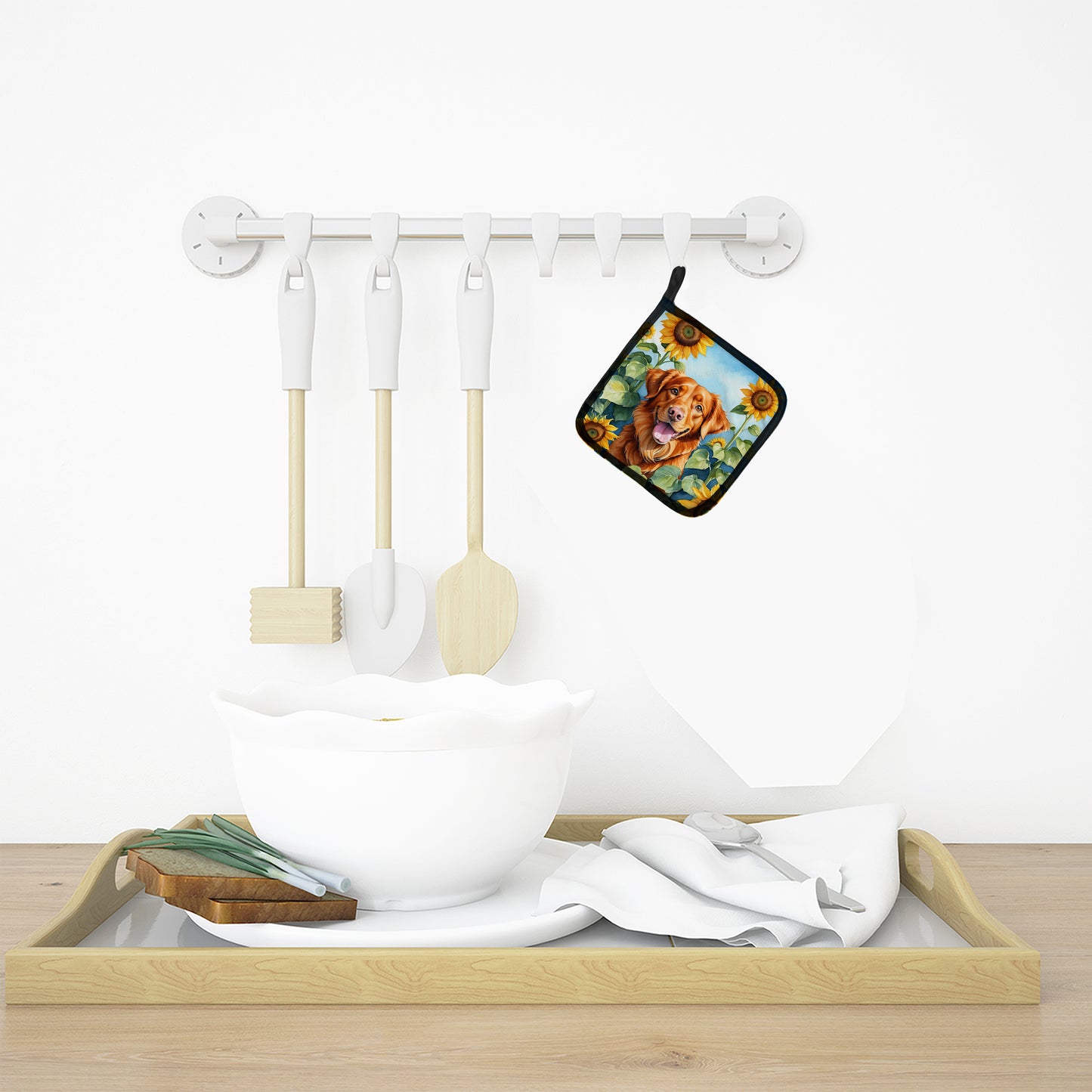 Nova Scotia Duck Toller in Sunflowers Pair of Pot Holders