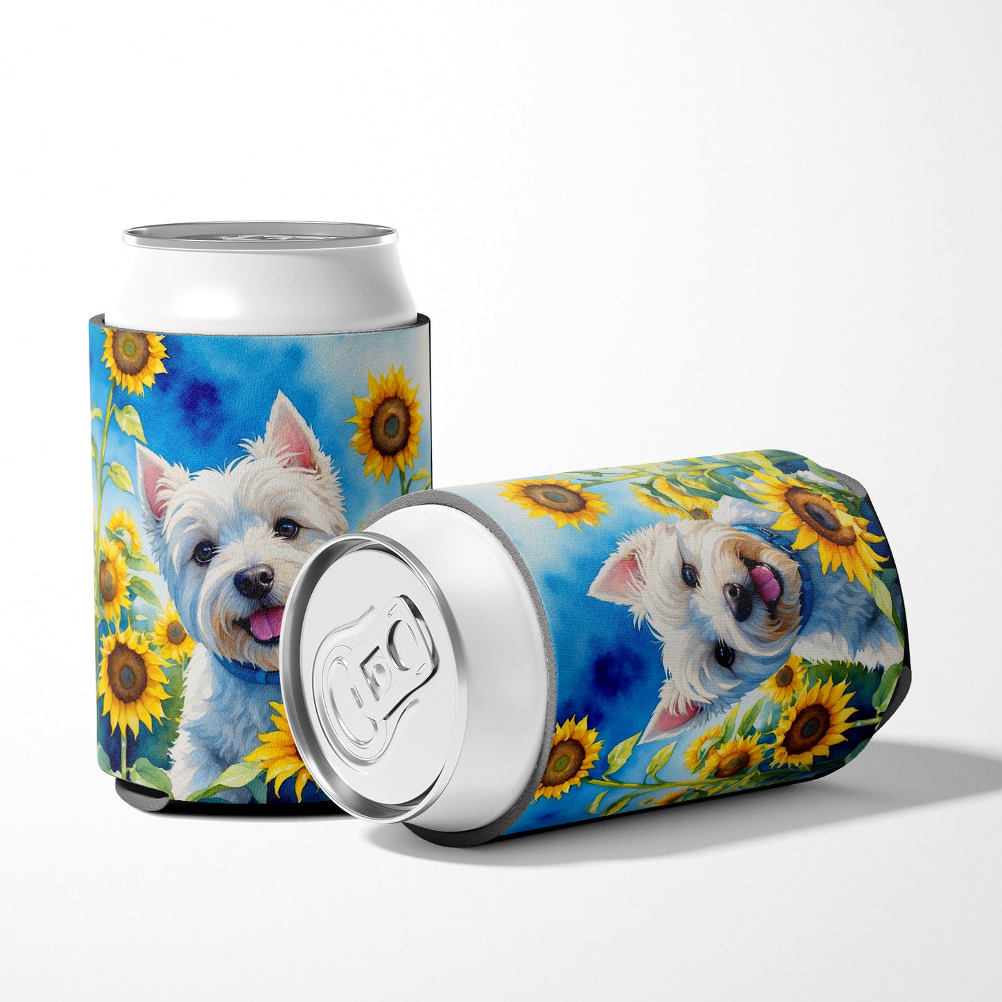 Westie in Sunflowers Can or Bottle Hugger