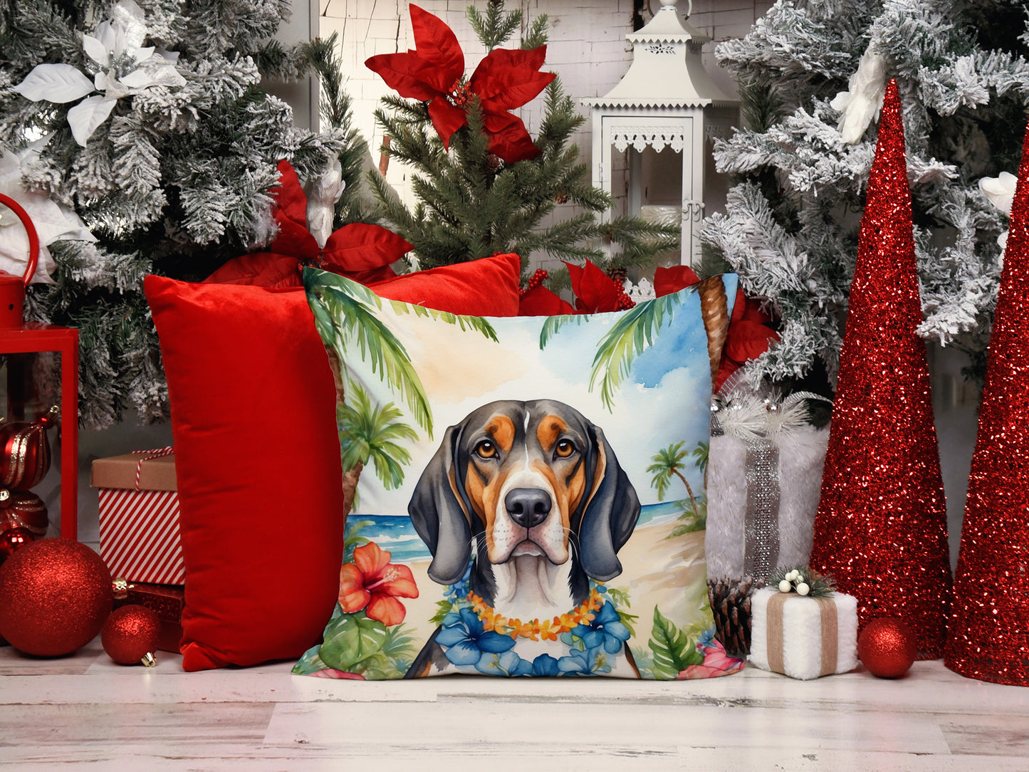 American English Coonhound Luau Throw Pillow