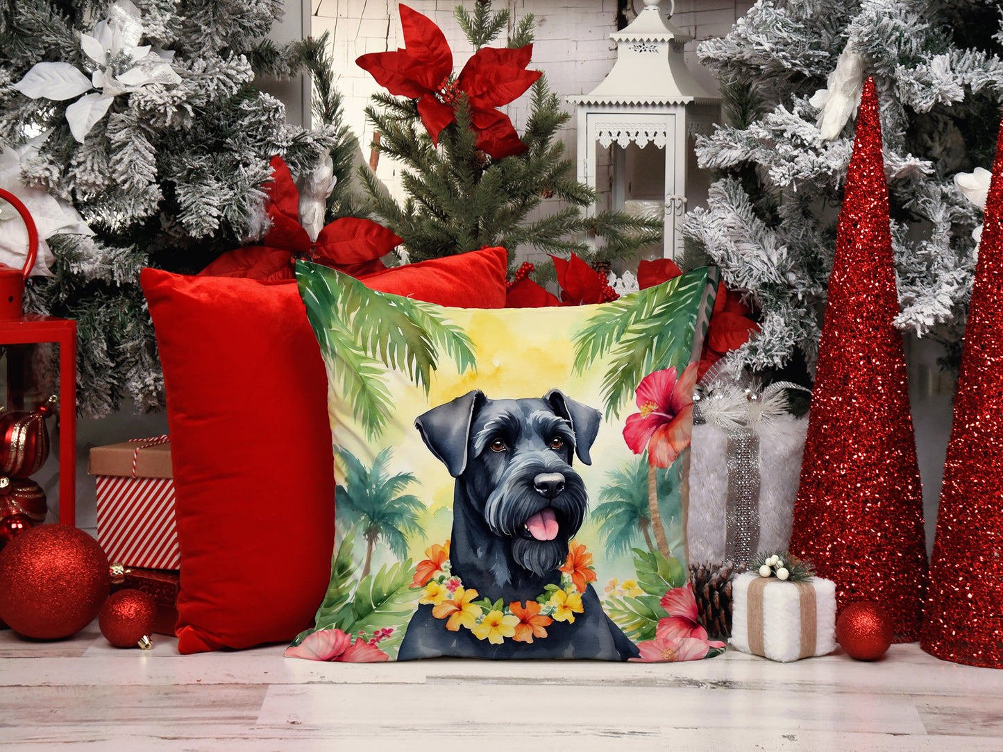 Giant Schnauzer Luau Throw Pillow