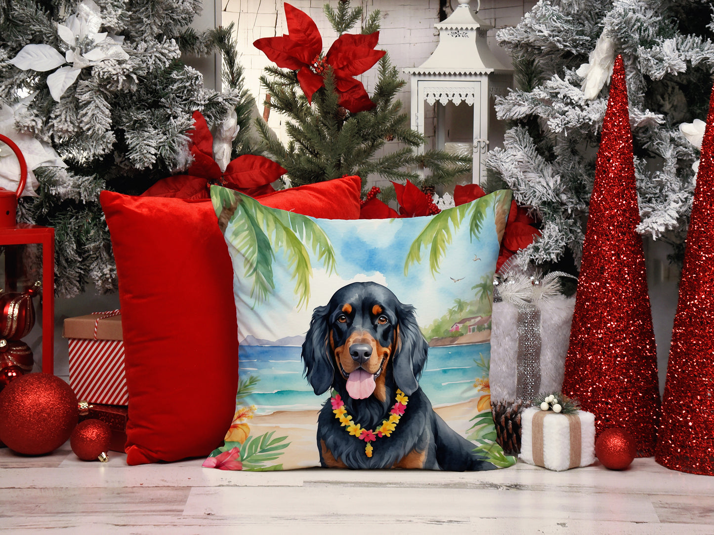 Gordon Setter Luau Throw Pillow