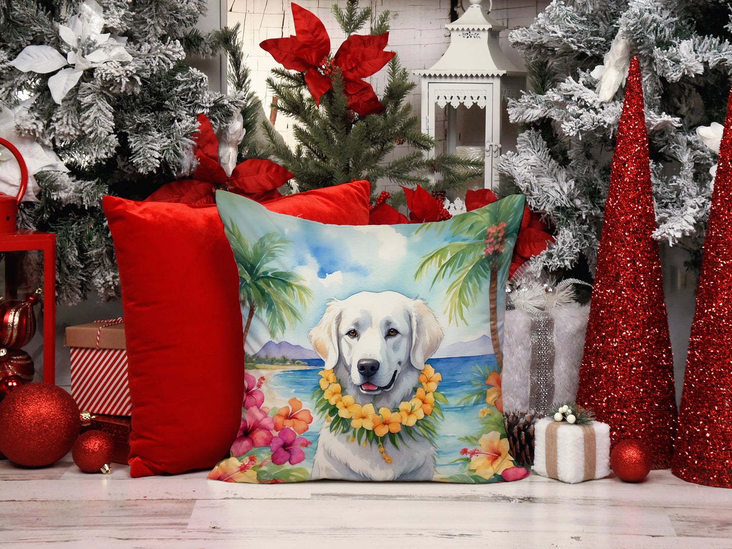 Kuvasz Luau Throw Pillow