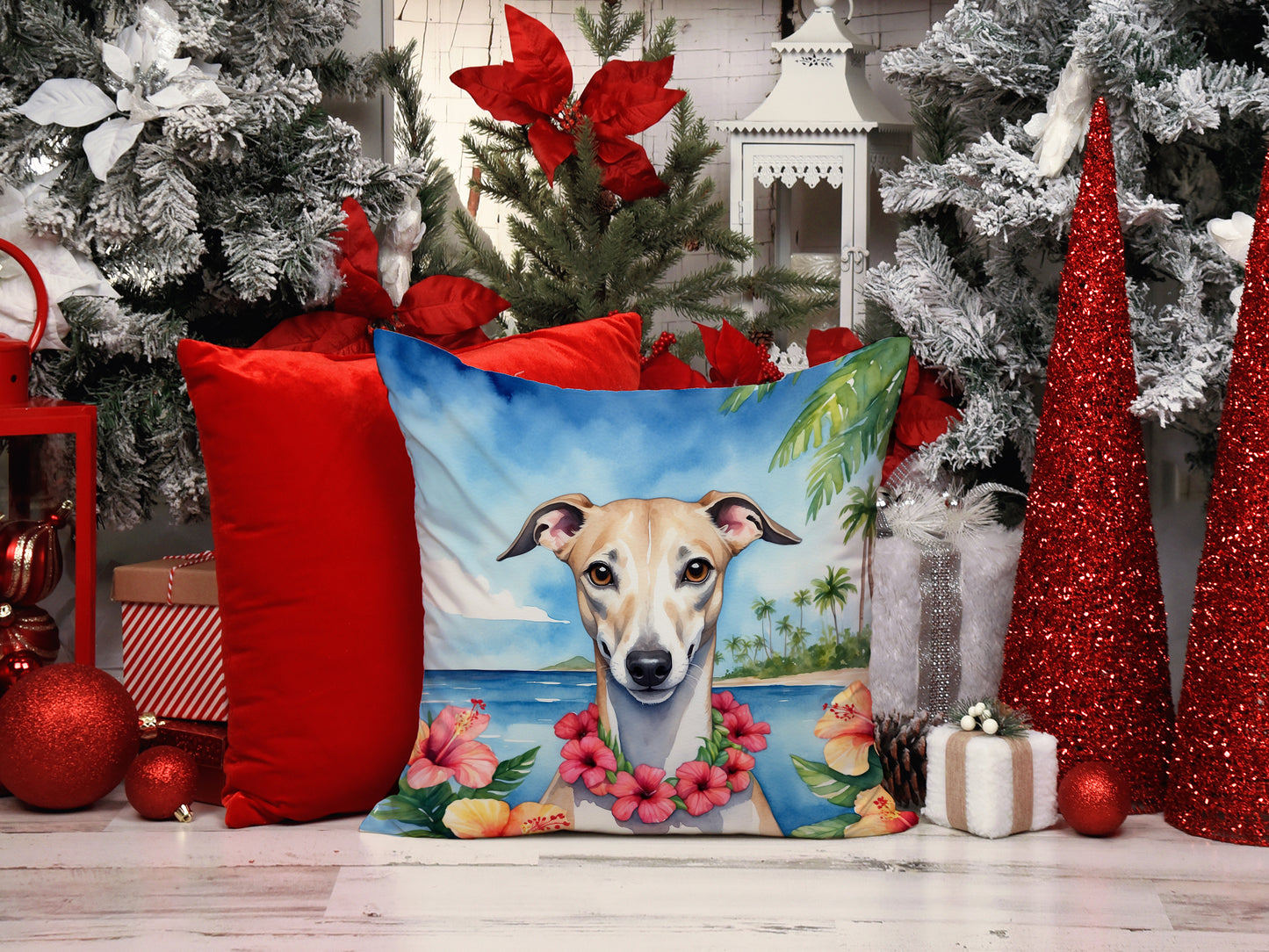 Whippet Luau Throw Pillow