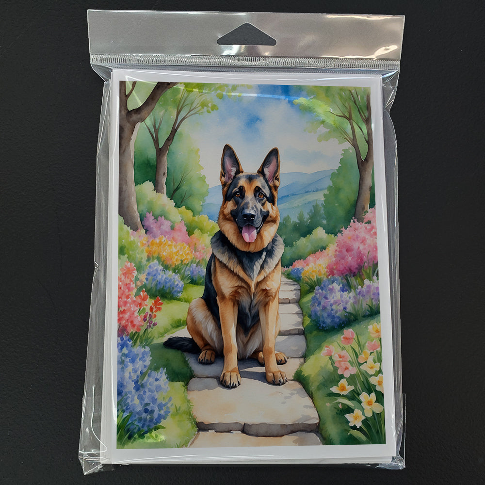 German Shepherd Spring Path Greeting Cards Pack of 8