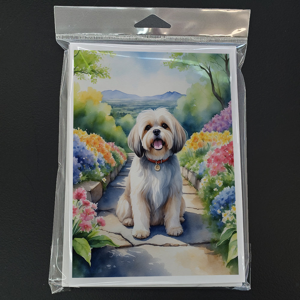 Lhasa Apso Spring Path Greeting Cards Pack of 8