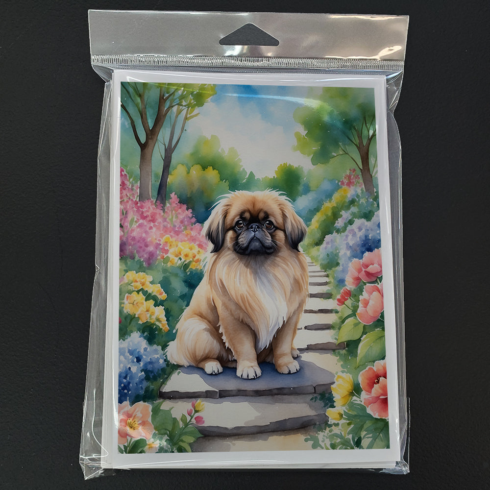 Pekingese Spring Path Greeting Cards Pack of 8