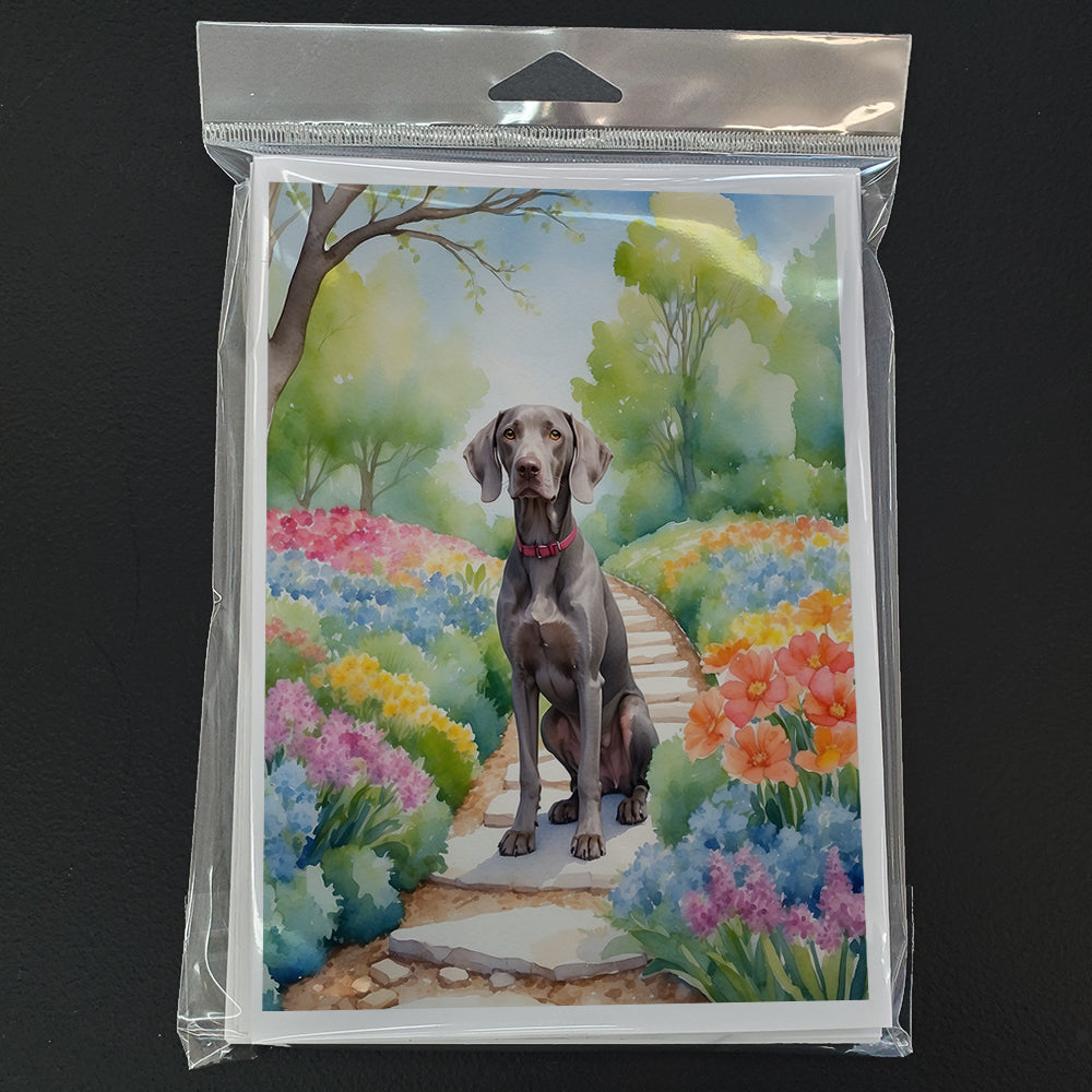Weimaraner Spring Path Greeting Cards Pack of 8