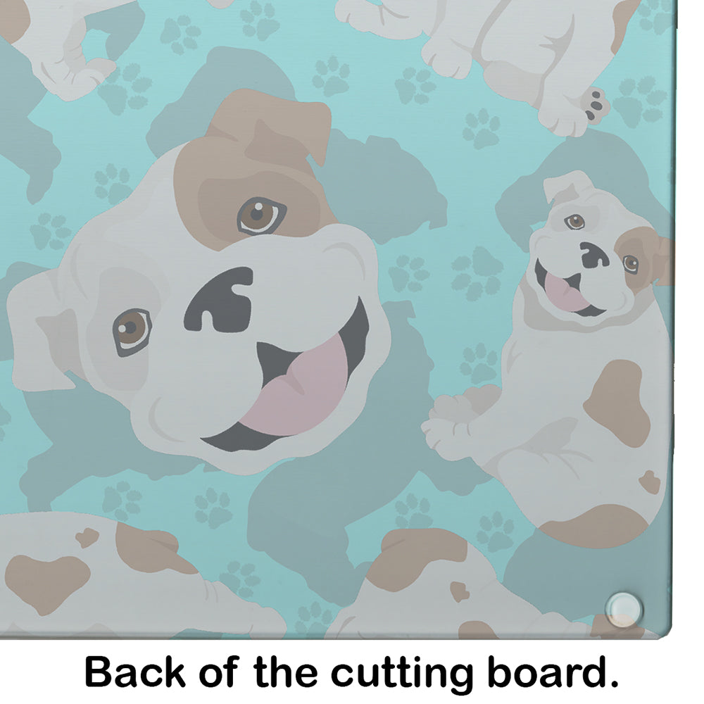 Piebald English Bulldog Glass Cutting Board Large