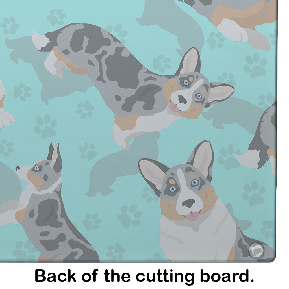 Blue Merle Welsh Cardigan Corgi Glass Cutting Board Large