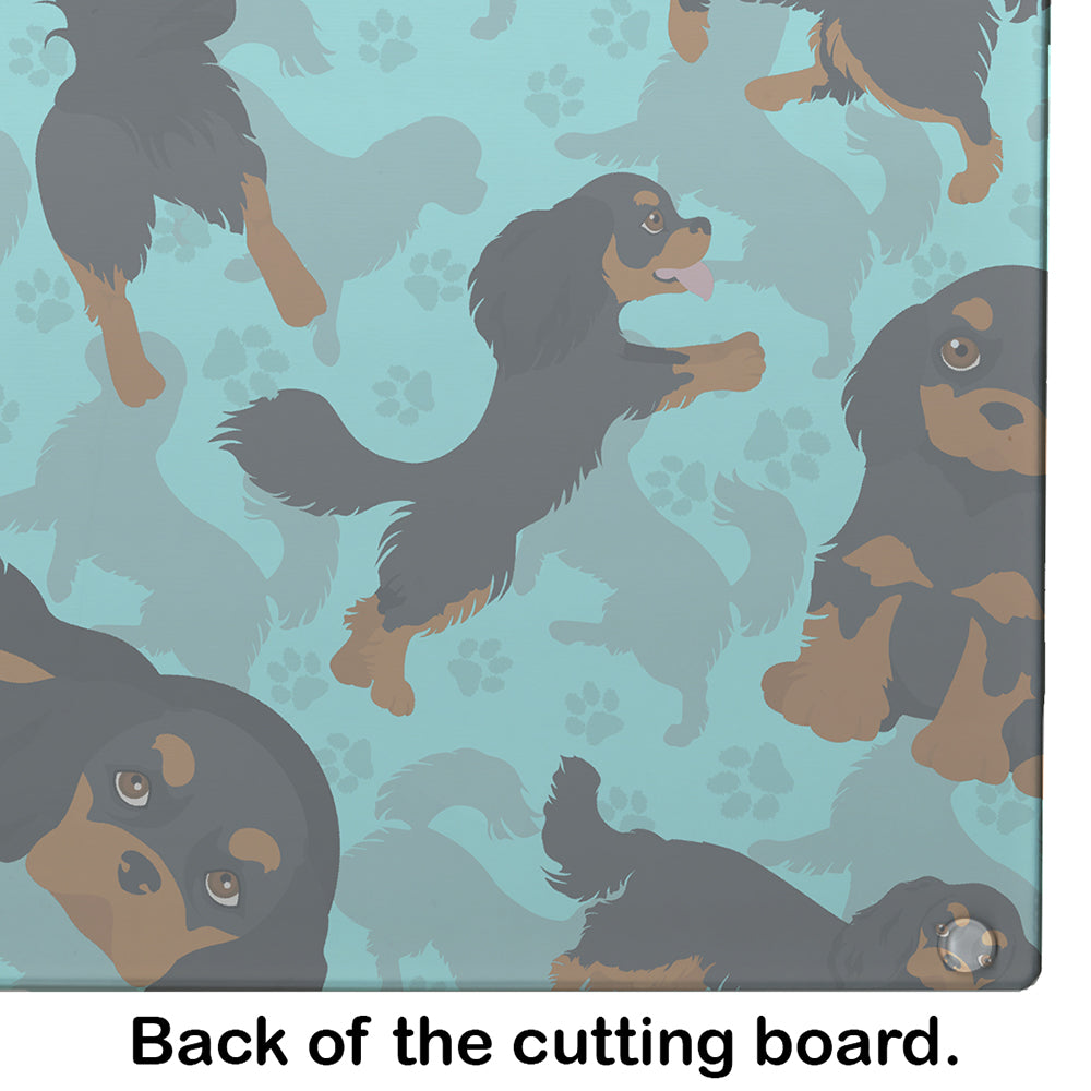 Black and Tan Cavalier King Charles Spaniel Glass Cutting Board Large