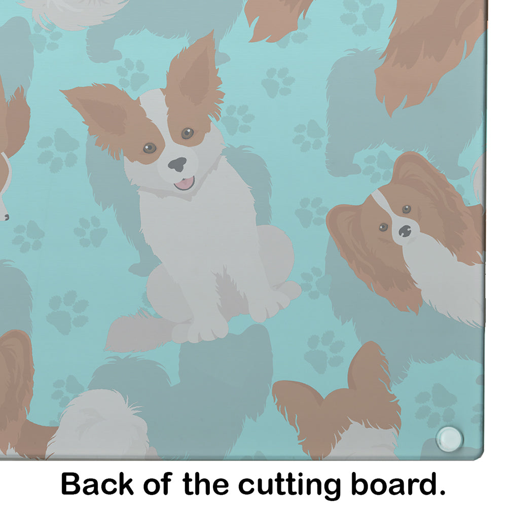 Red and White Papillon Glass Cutting Board Large