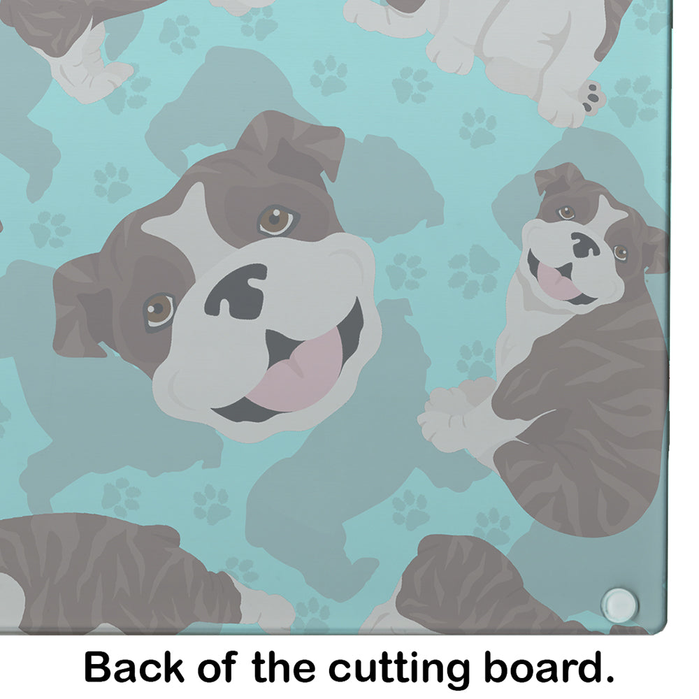 Brindle English Bulldog Glass Cutting Board Large