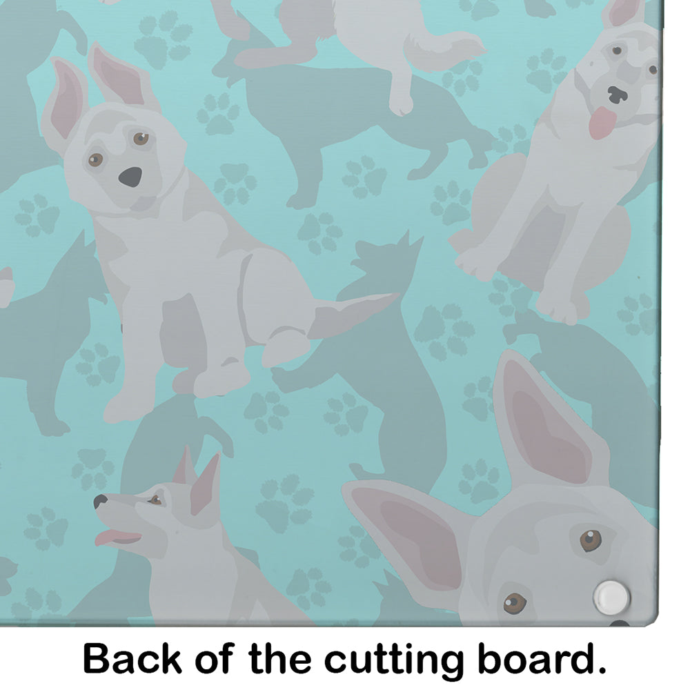 White German Shepherd Glass Cutting Board Large