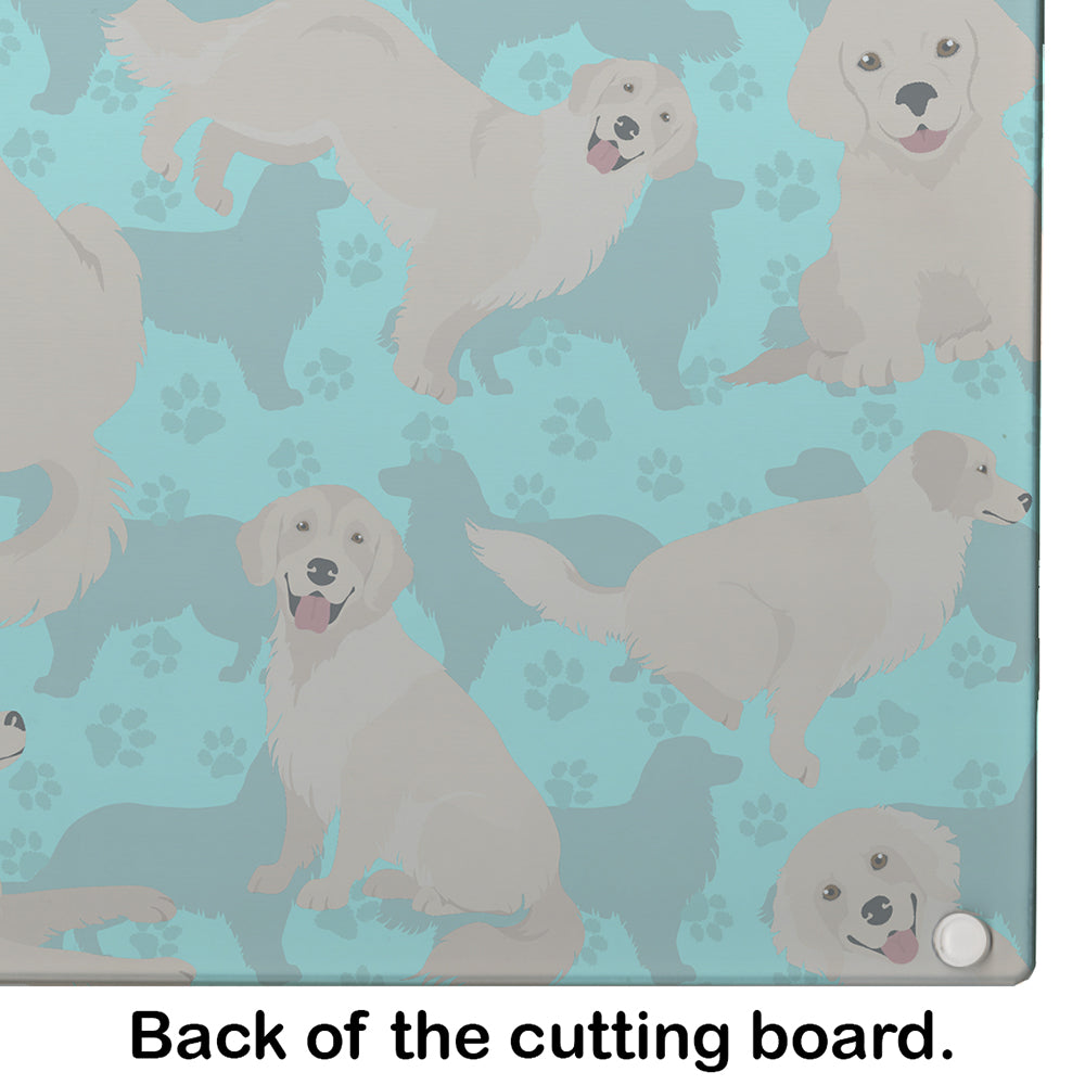 Cream Golden Retriever Glass Cutting Board Large