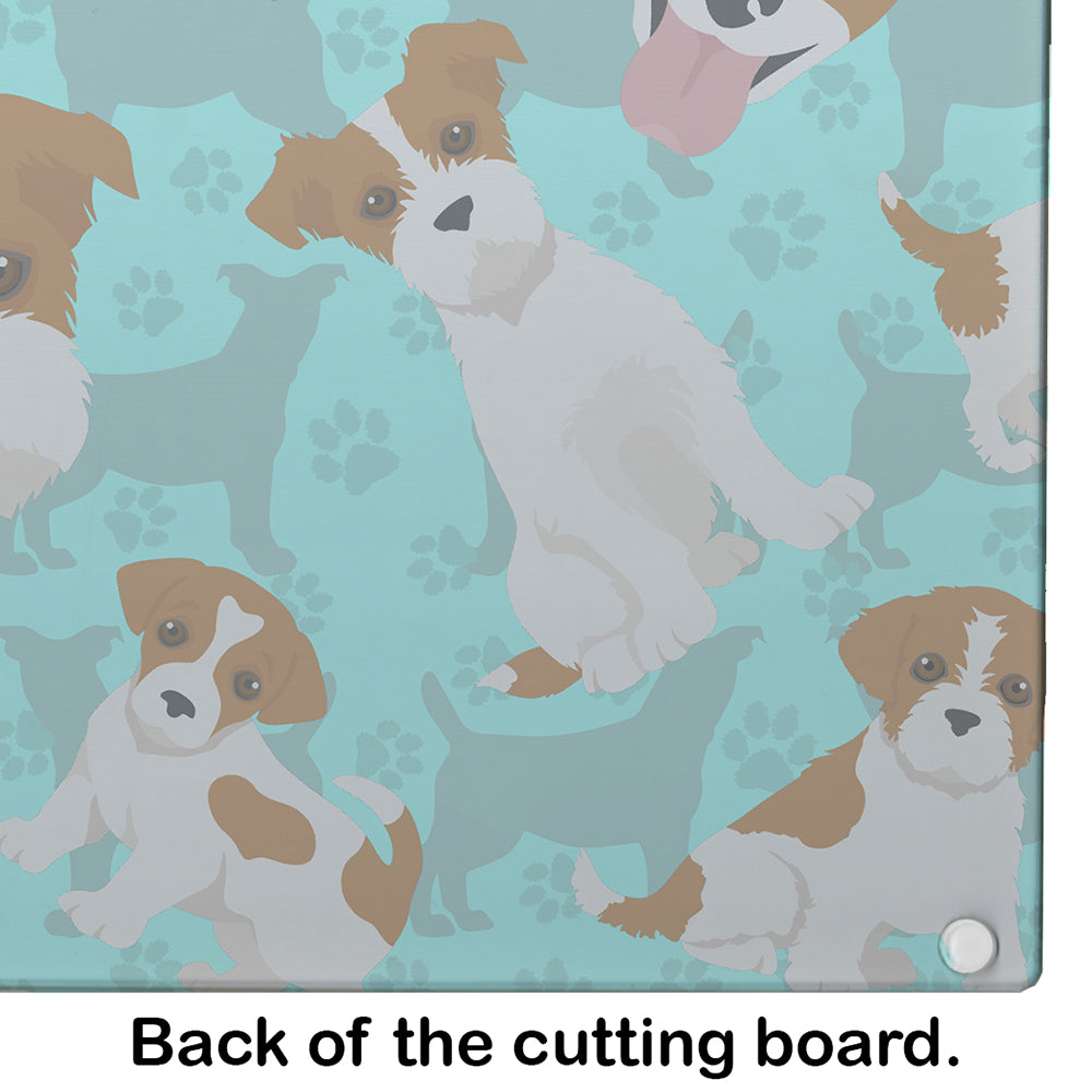 Red and White Jack Russell Terrier Glass Cutting Board Large
