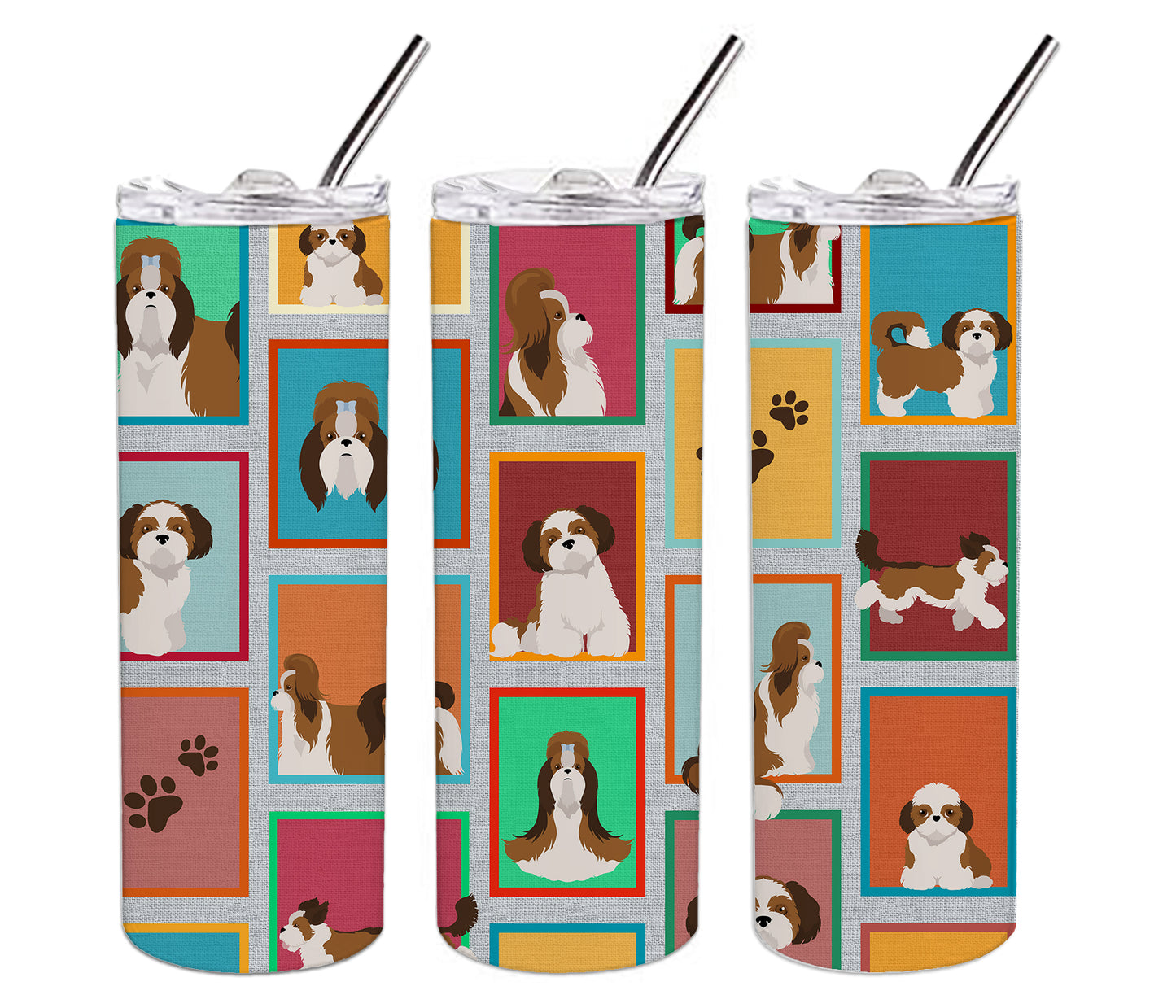 Lots of Shih Tzu Stainless Steel Skinny Tumbler