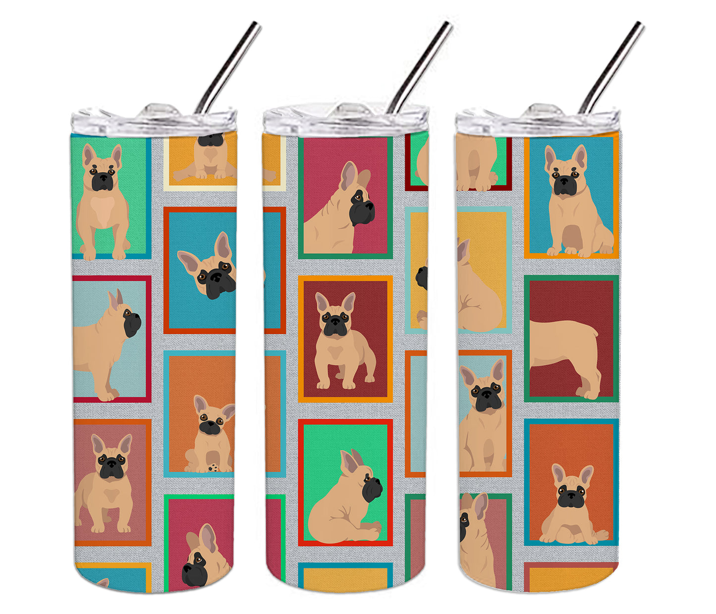 Lots of Fawn French Bulldog Stainless Steel Skinny Tumbler