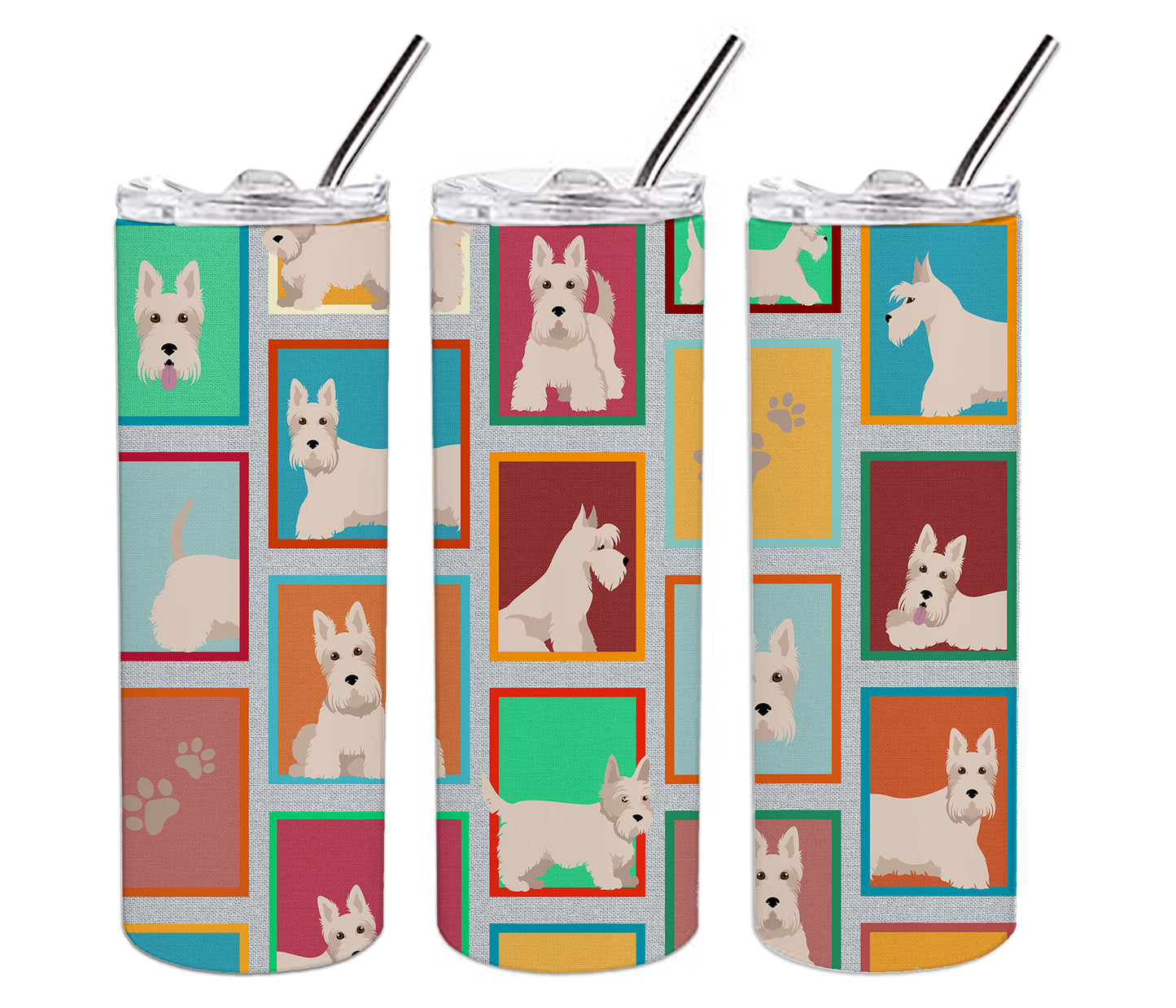 Lots of Wheaten Scottish Terrier Stainless Steel Skinny Tumbler